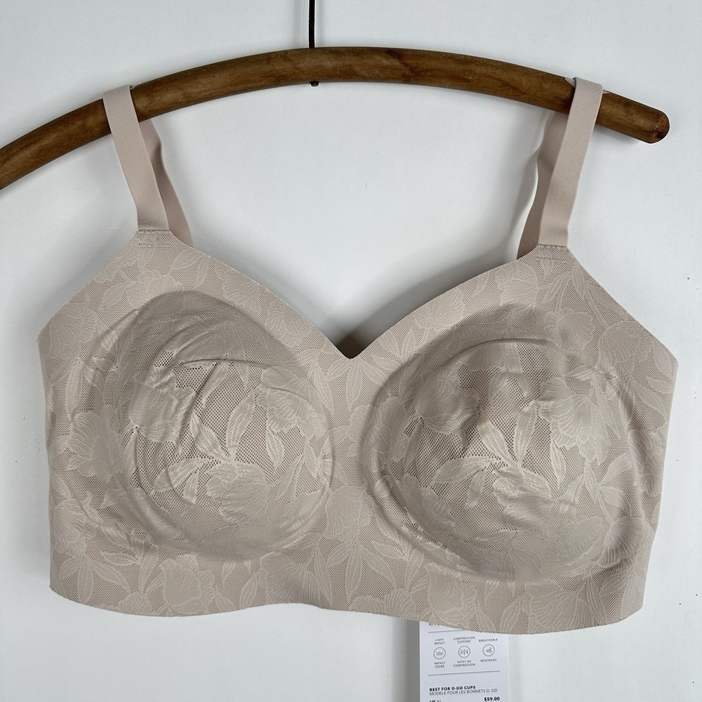 Athleta Ritual Lace Adjustable Bra XL 40 Cup Sz D-DD Sand Beige Nude Pull On NWT - Picture 3 of 9